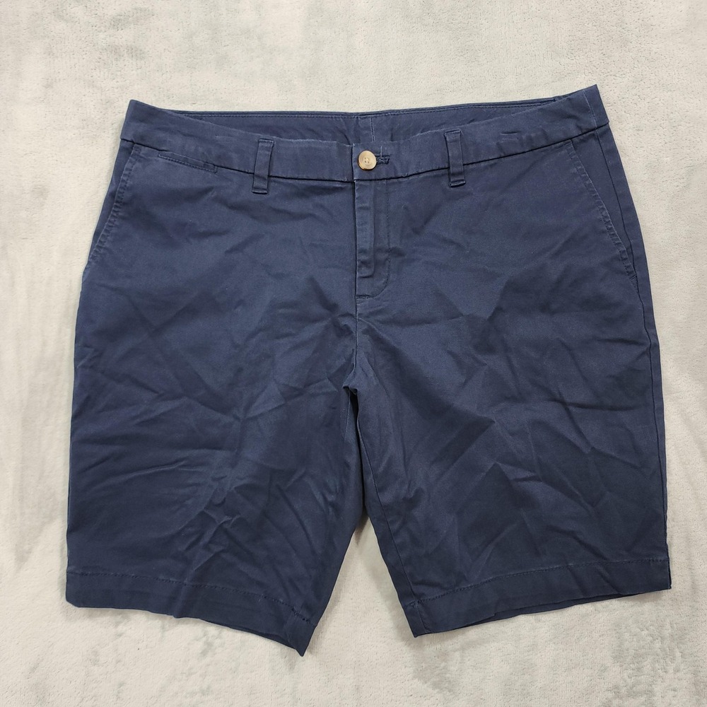Vintage Faded Glory Shorts Womens 14 Blue Chino Twill Flat Front Stretch Casual